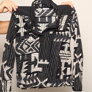 Columbia Black and White Print Pullover Fleece Jacket
